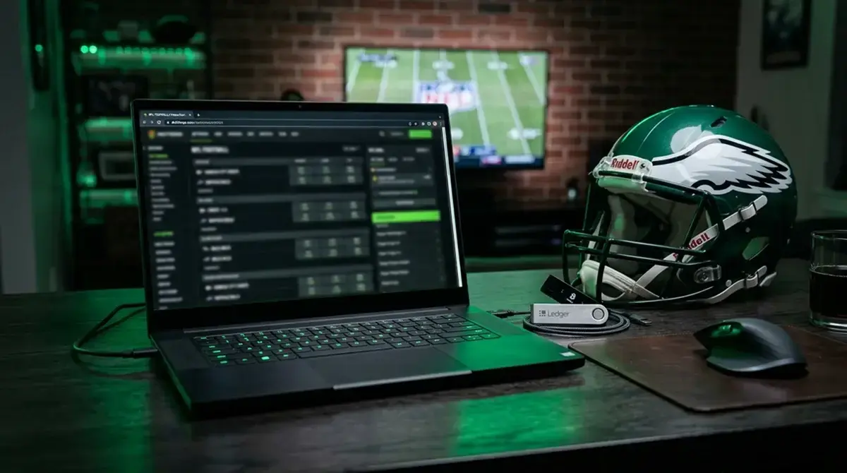 Scoring framework checklist for evaluating crypto NFL sportsbooks on a dark digital display